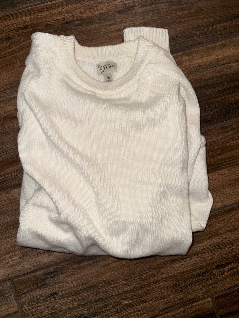 J. Crew Men's Cotton Crewneck Sweater in White